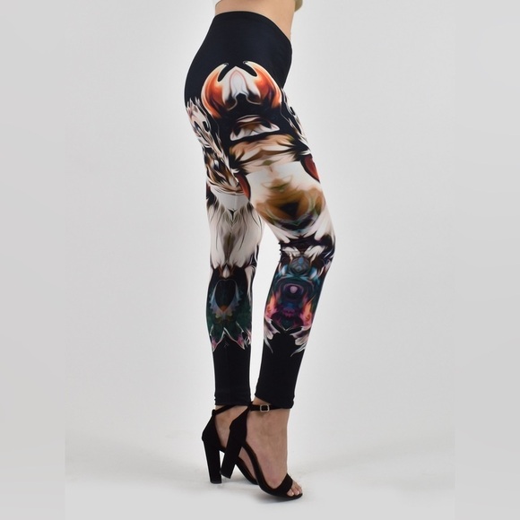 ❤️ DENIMAXX Black King Owl Leggings Size XS - Picture 4 of 7